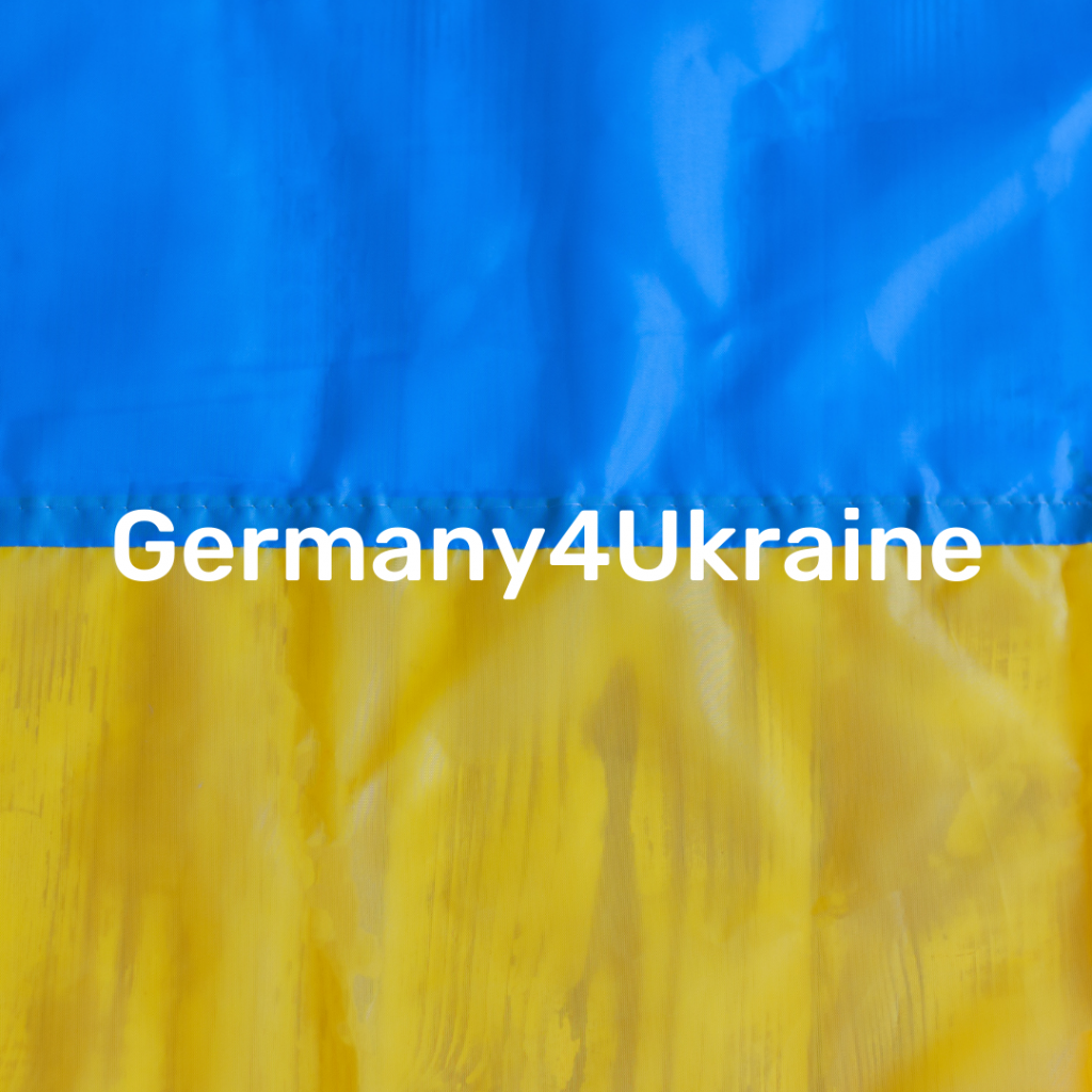 Ukrainische Flagge mit Aufschrift Germany4Ukraine