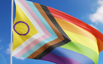 Progressive Flag vor blauem Himmel